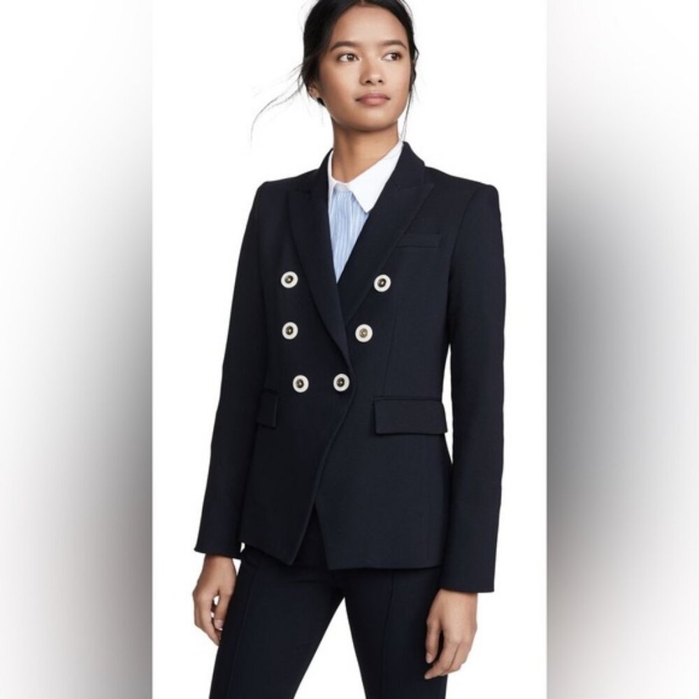 VERONICA BEARD Navy MILLER Dickey Jacket with Pearl Buttons